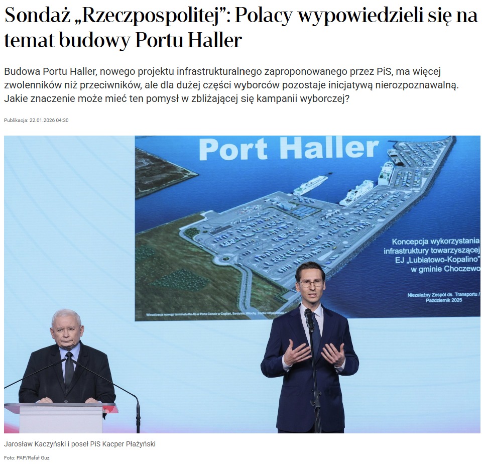 Port Haller z wysokim poparciem Polaków. Wyniki pierwszego sondażu.